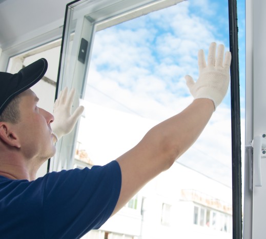 SEO PAGINA - man installeert glas raam